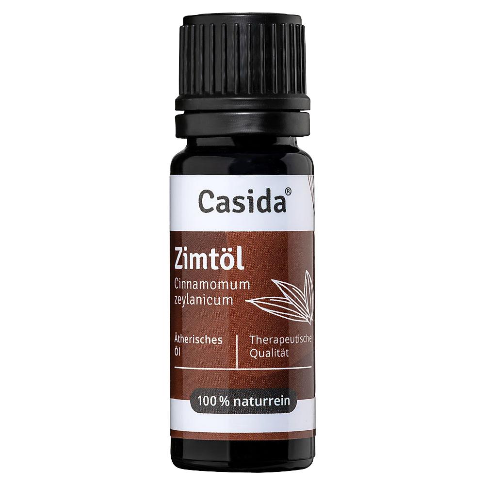 Braunes Fläschchen mit ätherischem Zimtöl der Marke Casida.