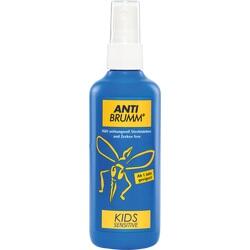 Blaue Flasche mit Insektenschutzmittel speziell für Kinder.